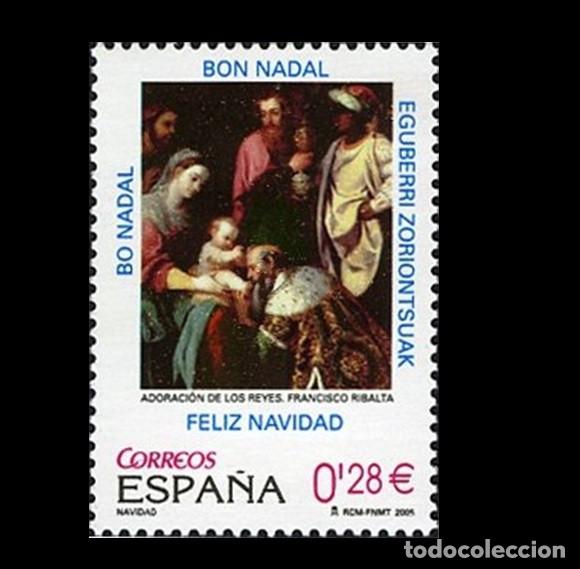 Sellos: Edifil 4194 MNH SIN FIJASELLOS sello Espa&ntilde;a 2005 Adoraci&oacute;n Reyes Magos Navidad
