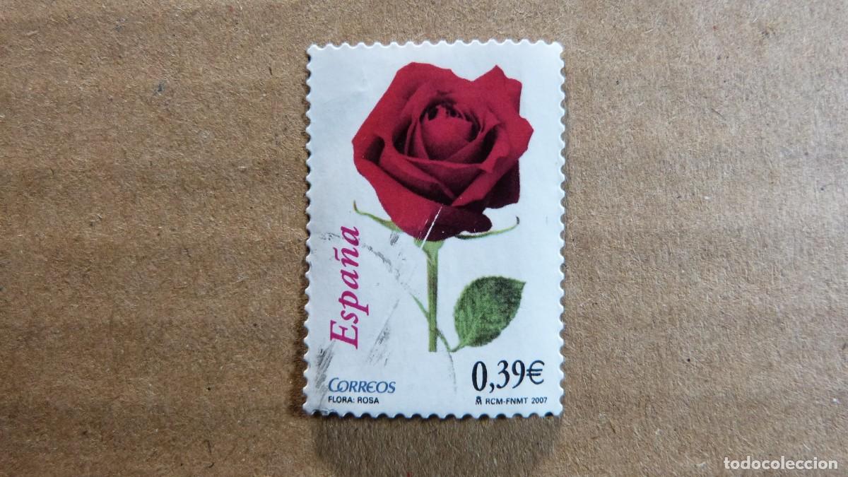 Sellos: Sello Espa&ntilde;a Flora Rosa 0,39 euros a&ntilde;o 2007