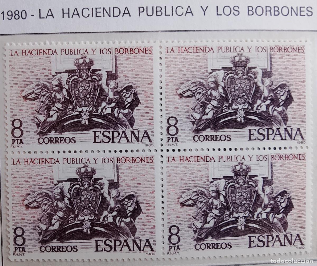 Sellos: Sellos en bloque de 4. Edifil 2573. La Hacienda P&uacute;blica y los Borbones. A&ntilde;o 1980.