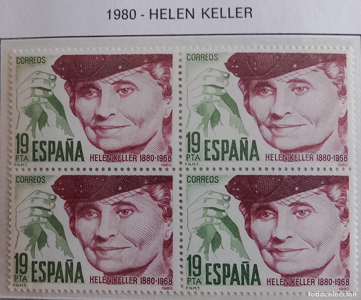 Timbres: Sellos en bloque de 4. Edifil 2574. Centenario de Helen Keller (1880-1968). A&ntilde;o 1980.
