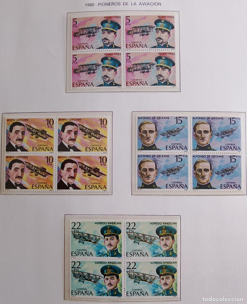 Timbres: Sellos en bloque de 4. Edifil 2595/98. Pioneros de la Aviaci&oacute;n. A&ntilde;o 1980.