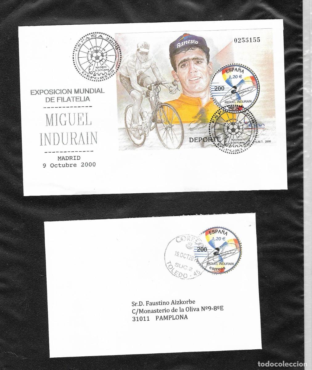 Sellos: Lote sellos, sobres, carta, SPD. Miguel indurain. A&ntilde;o 2000