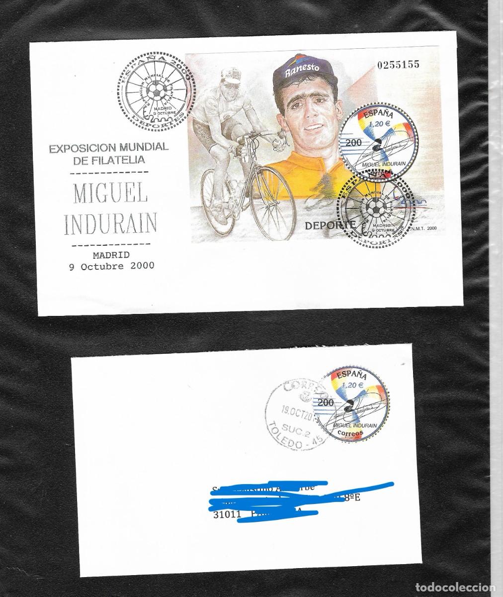 Sellos: Lote sellos, sobres, carta, SPD. Miguel indurain. A&ntilde;o 2000