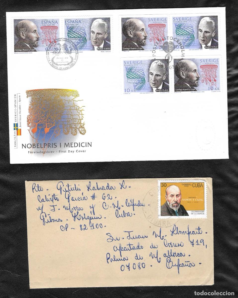Sellos: Lote Ramon y Cajal - Severo Ochoa. Sellos, SPD, Cartas, pruebas ...