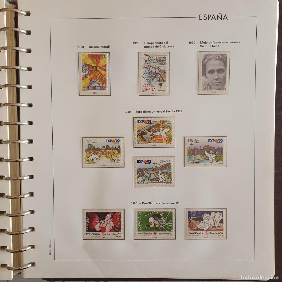 Sellos: A&Ntilde;O COMPLETO ESPA&Ntilde;A 1990 EDIFIL 3047 ** A 3098 ** MONTADO HOJAS EDIFIL