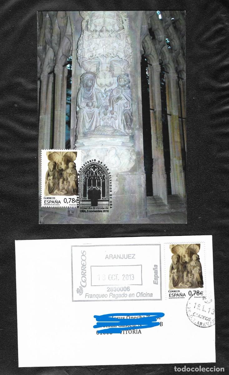 Sellos: Tarjeta y carta . PDC. 2010. Monasterio de O&ntilde;a Burgos