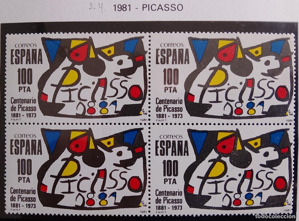 Briefmarken: Sellos en bloque de 4. Edifil 2609. Centenario de Pablo Picasso. 1881-1973. A&ntilde;o 1981.