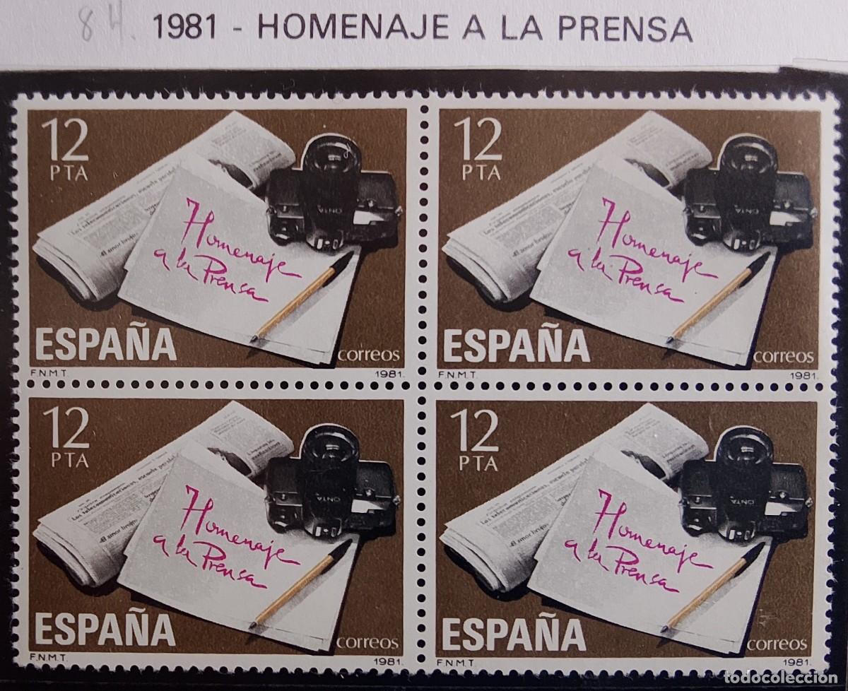 Sellos: Sellos en bloque de 4. Edifil 2610. Homenaje a la prensa. A&ntilde;o 1981.