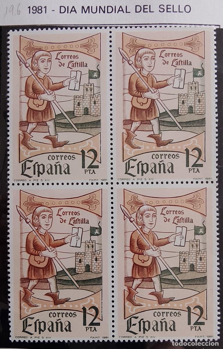 Sellos: Sellos en bloque de 4. Edifil 2621. D&iacute;a del Sello. Correo de Castilla. A&ntilde;o 1981.