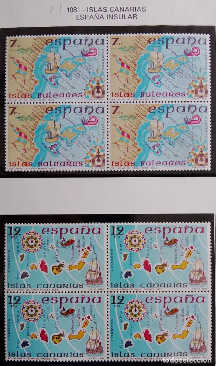 Timbres: Sellos en bloque de 4. Edifil 2622/23. D&iacute;a del Sello. Espa&ntilde;a Insular. A&ntilde;o 1981.
