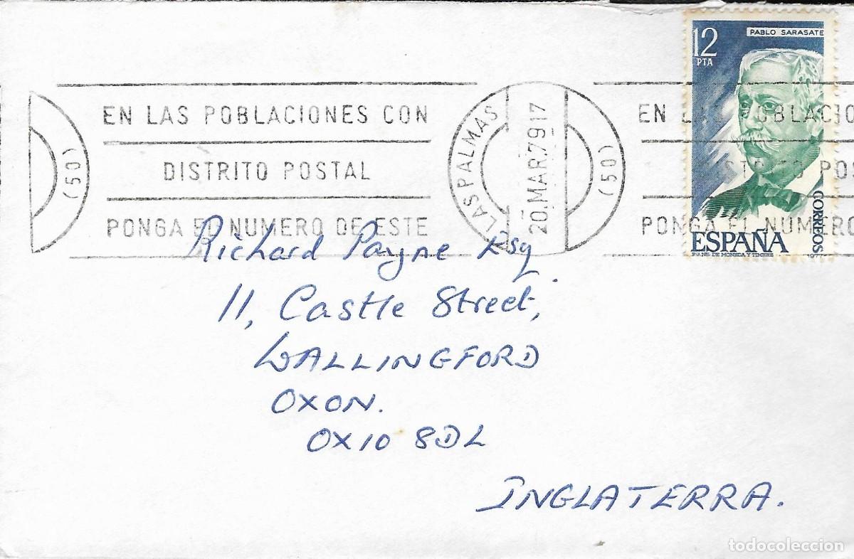 Sellos: Carta Edifil 2400. Las Palmas a Inglaterra. 1977