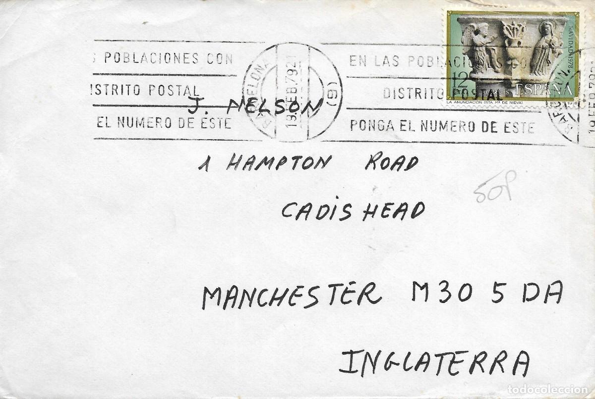 Sellos: Carta Barcelona a Manchester Inglaterra. 1979