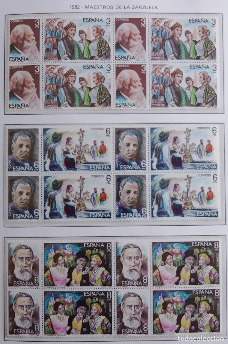 Stamps: Sellos en bloque de 4. Edifil 2651/56. Maestros de la Zarzuela. D&iacute;pticos. A&ntilde;o 1982.