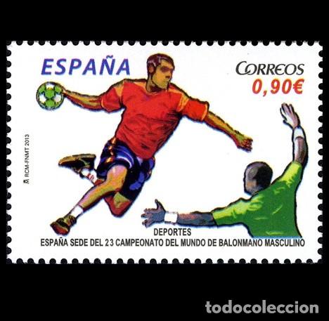 Sellos: Edifil 4779 MNH SIN FIJA SELLO Espa&ntilde;a 2013 Espa&ntilde;a Sede del 23 Campeonato del Mundo de Balonmano masc