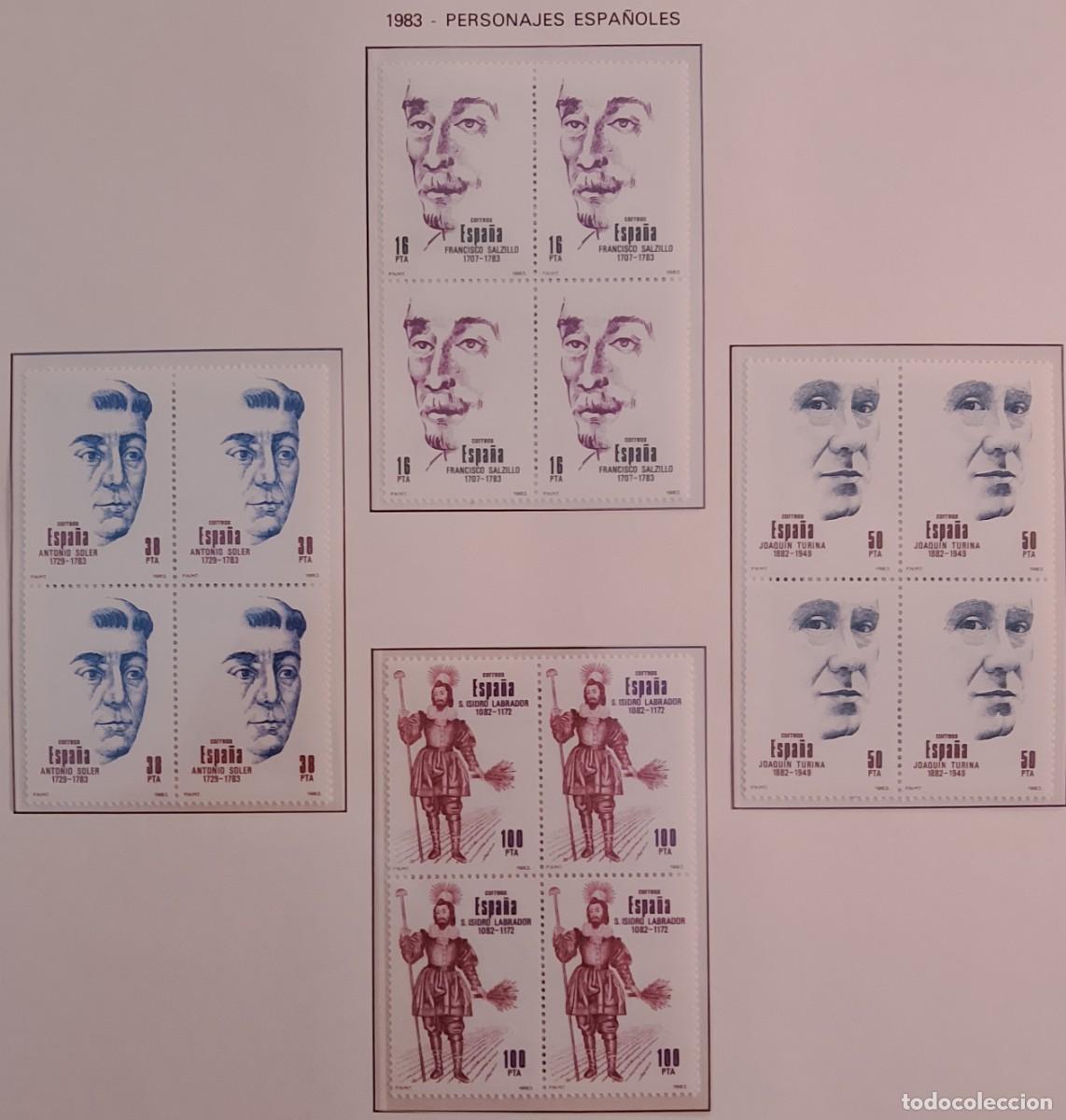 Sellos: Sellos Bloques de 4. Edifil 2705/08. Centenarios (Personajes). A&ntilde;o 1983.