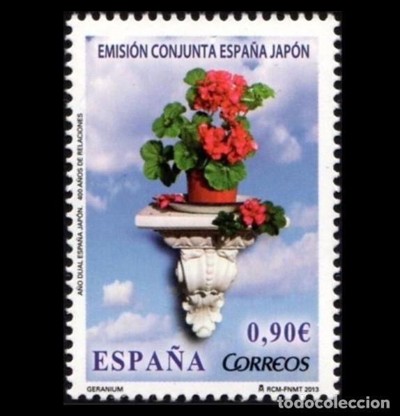 Sellos: Edifil 4835 MNH Emision conjunta Espa&ntilde;a Jap&oacute;n Geranium SIN FIJA SELLO Espa&ntilde;a 2013