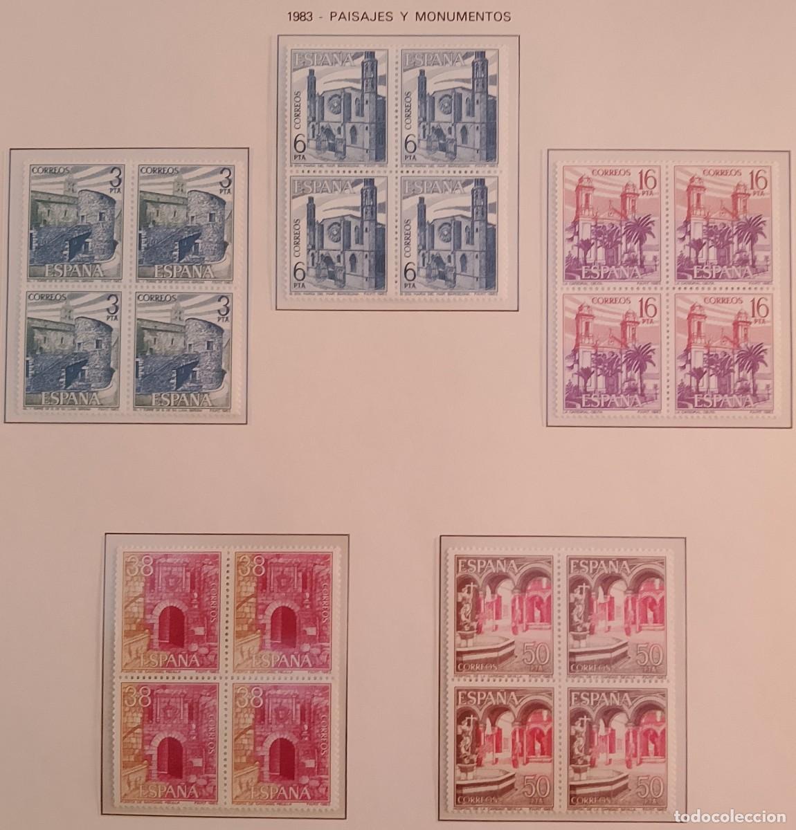 Timbres: Sellos Bloques de 4. Edifil 2724/28. Paisajes y Monumentos. A&ntilde;o 1983.