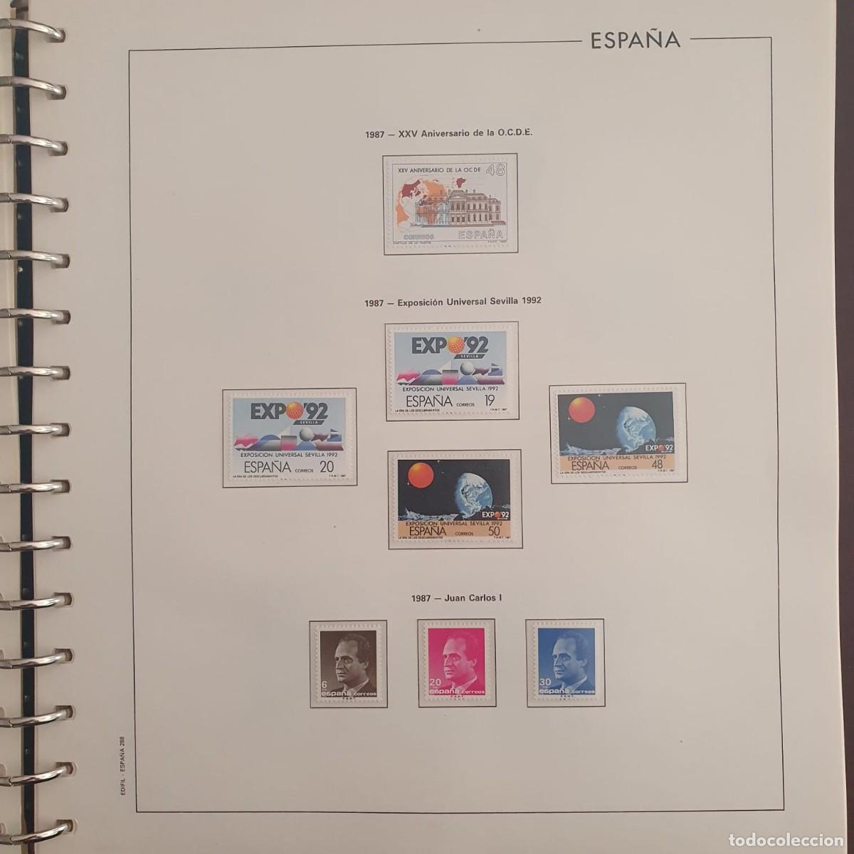 Sellos: A&Ntilde;O COMPLETO ESPA&Ntilde;A 1987 EDIFIL 2874 ** A 2926 **MONTADO HOJAS EDIFIL