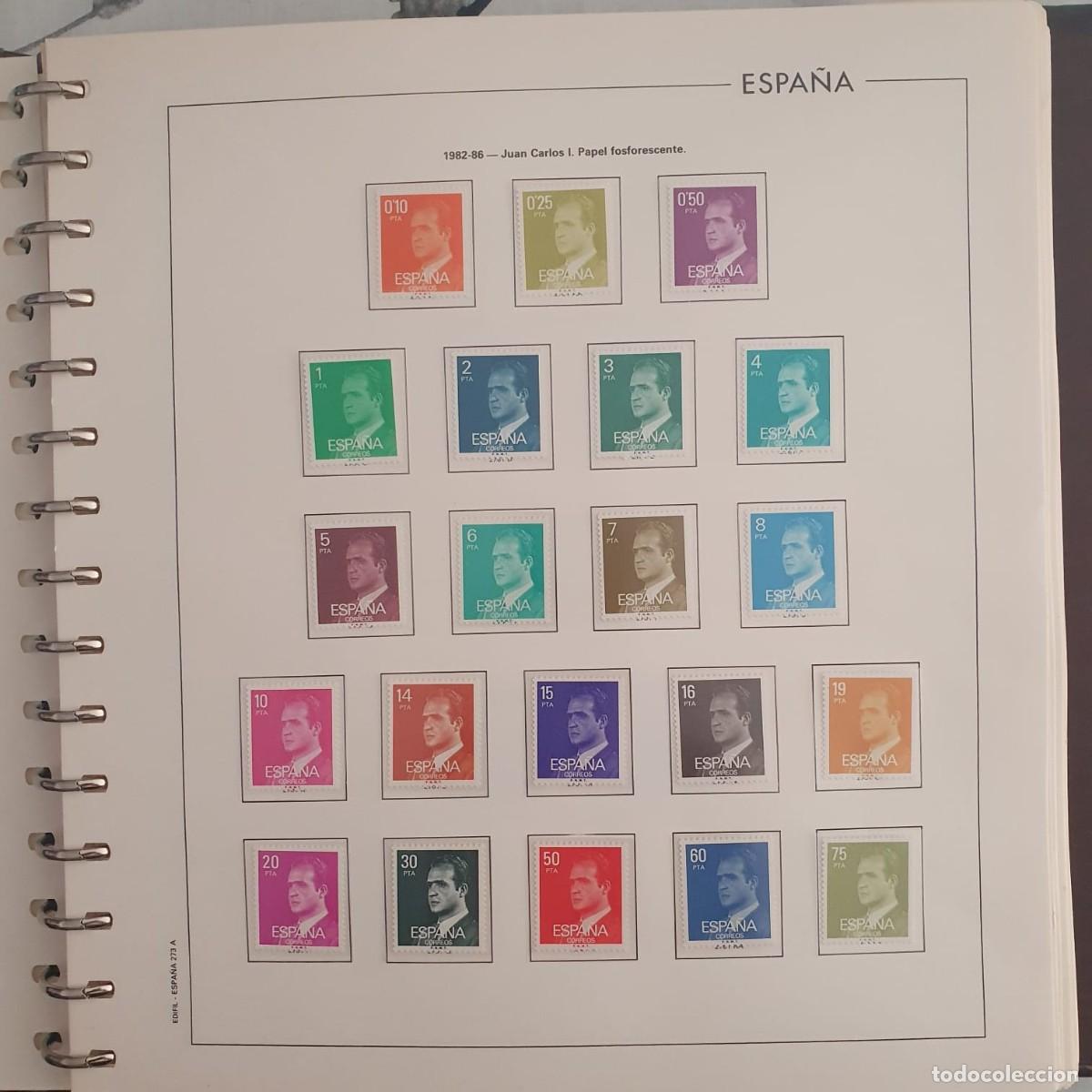 Timbres: SERIE COMPLETA JUAN CARLOS PAPEL FOSFORESCENTE ESPA&Ntilde;A 1982 1990 MONTADA