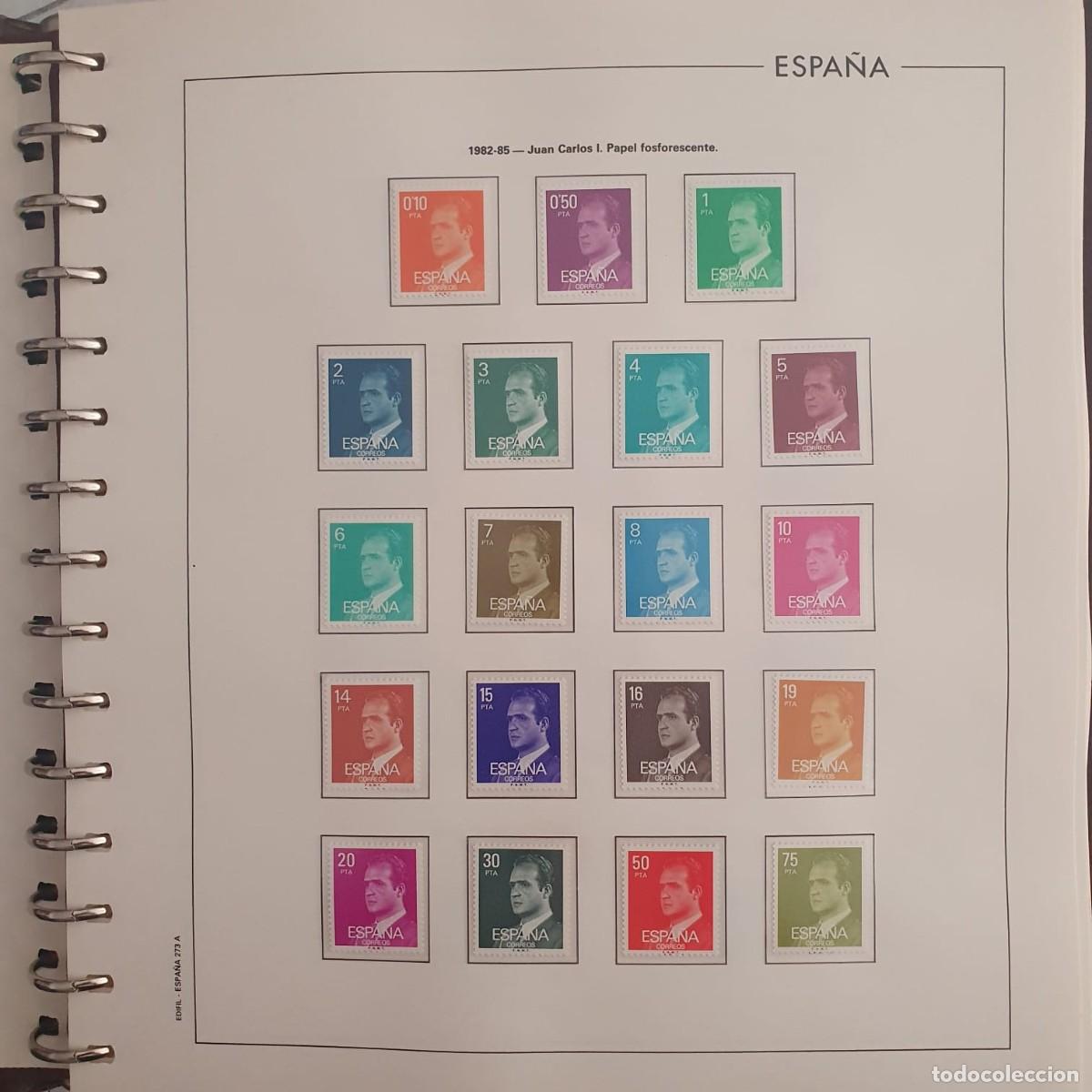Stamps: SERIE COMPLETA JUAN CARLOS PAPEL FOSFORESCENTE ESPA&Ntilde;A 1982 1986 MONTADA