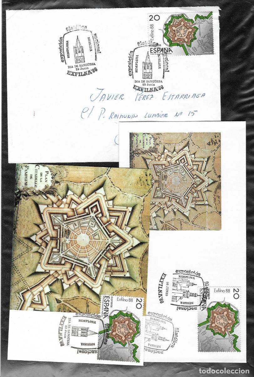 Sellos: SPD con Tarjeta y carta. Ciudadela de Pamplona Navarra. Exfila 88. 1988