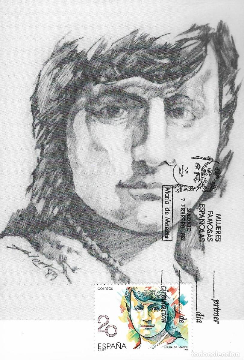 Sellos: Edifil 2989 Tarjeta Primer d&iacute;a. Maria de Maeztu. 1989