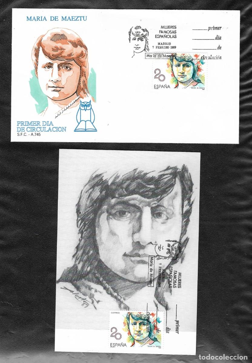 Sellos: Edifil 2989 Tarjeta Primer d&iacute;a. Maria de Maeztu. 1989
