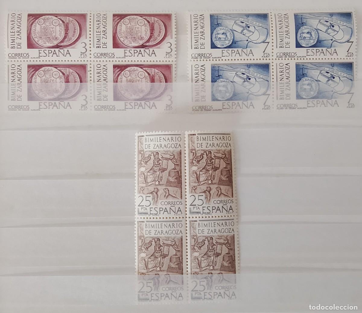Briefmarken: Sellos Bloques de 4. Edifil 2319/21. Bimilenario de Zaragoza. A&ntilde;o 1976.