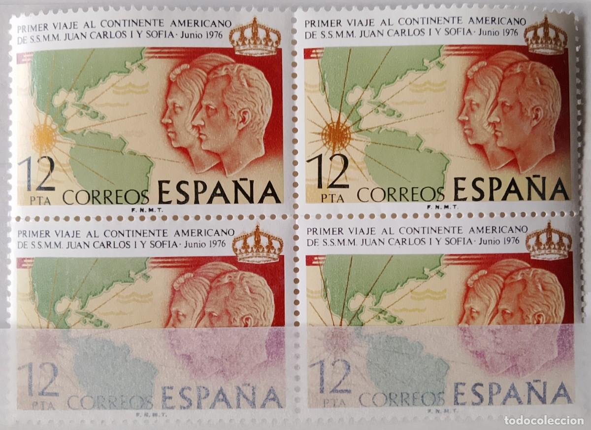 Sellos: Sellos Bloques de 4. Edifil 2333. Primer Viaje al Continente Americano de SS.MM. Juan Carlos I Sof&iacute;a