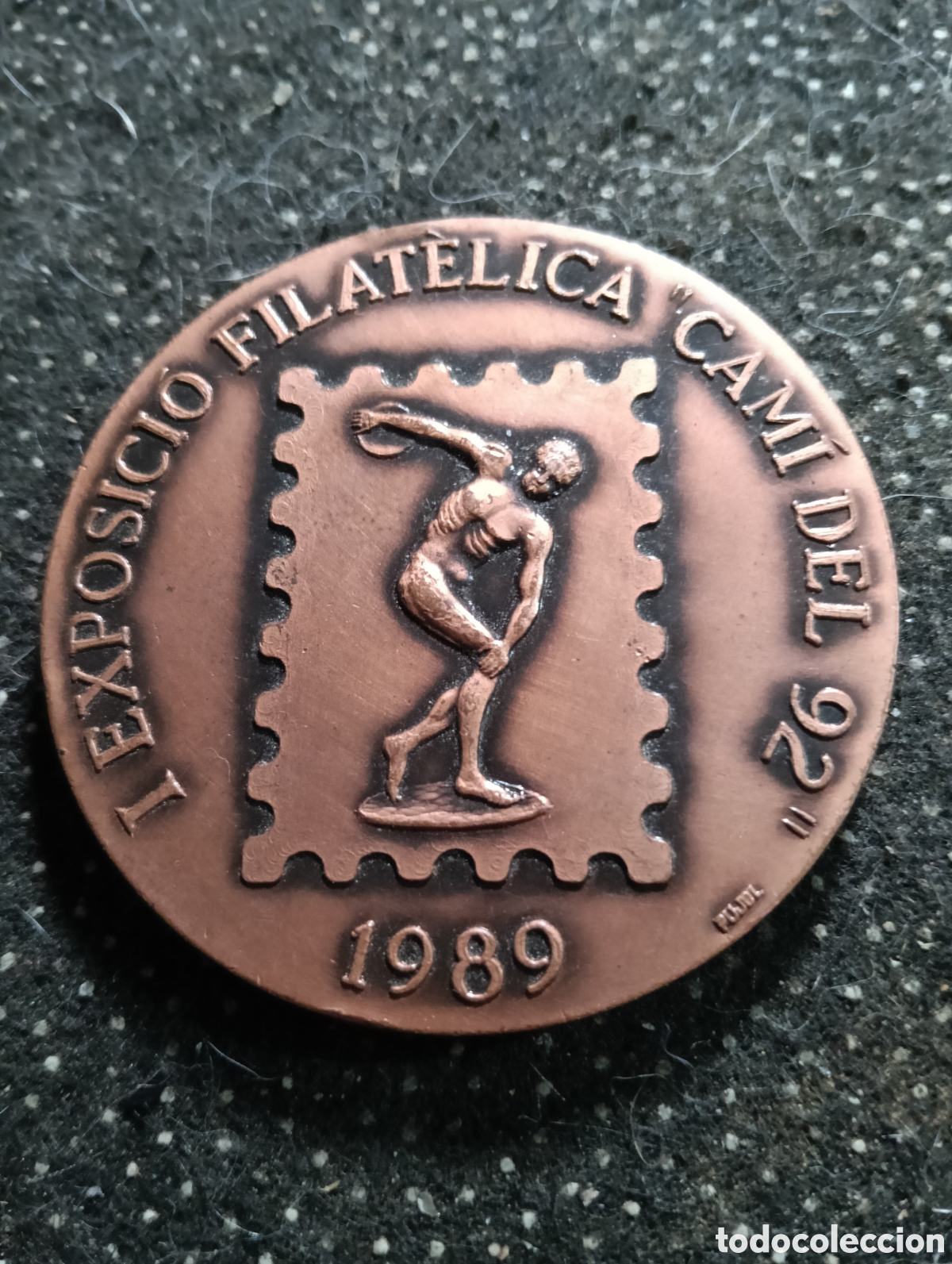 Sellos: I Exposici&oacute;n Filat&eacute;lica Cami del 92 - 1989 Medallas numeradas n&deg; 57 Bronce mide 6 cm de di&aacute;metro