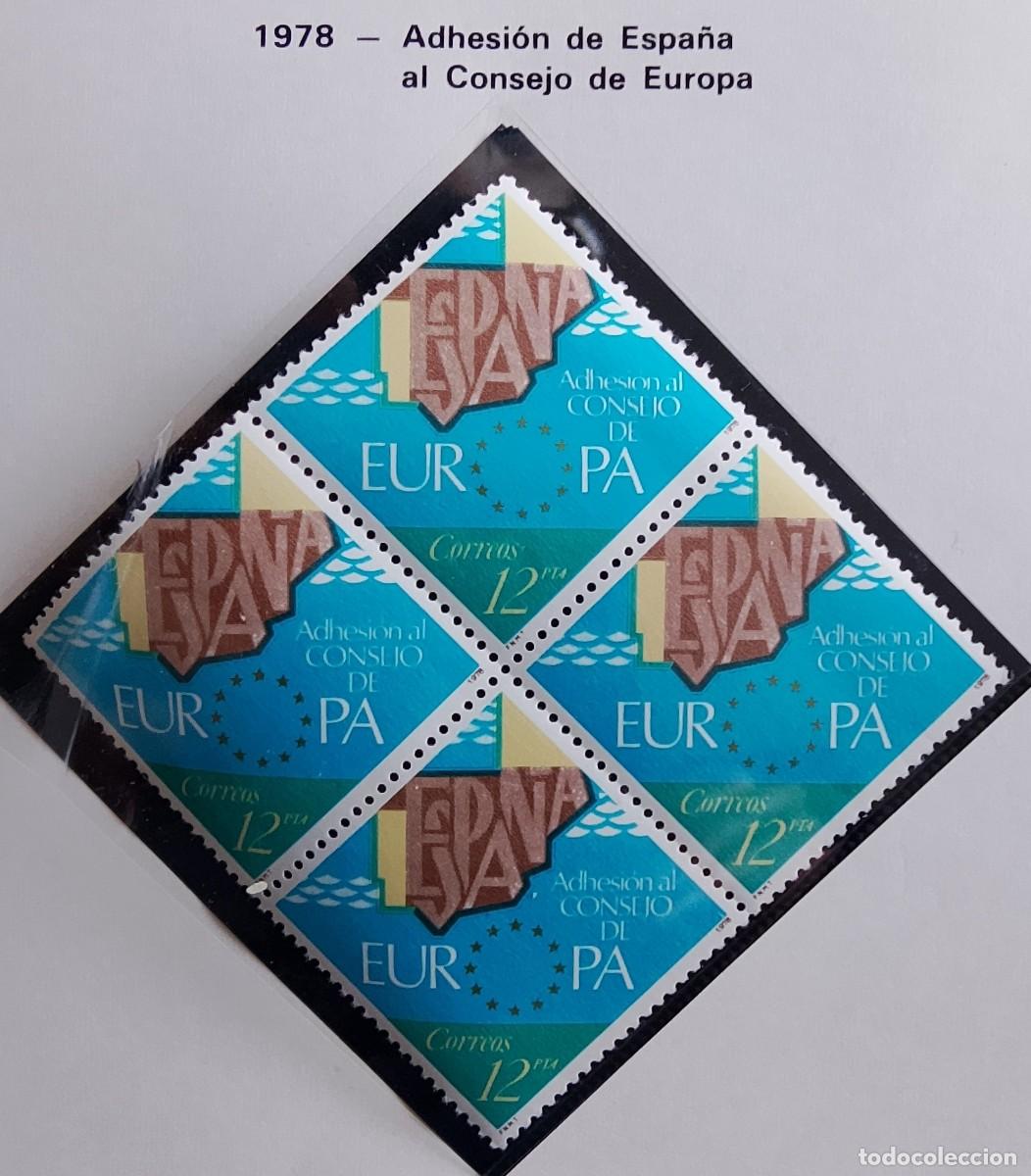 Briefmarken: Sellos Bloques de 4. Edifil 2476. Adhesi&oacute;n de Espa&ntilde;a al Consejo de Europa. A&ntilde;o 1978.