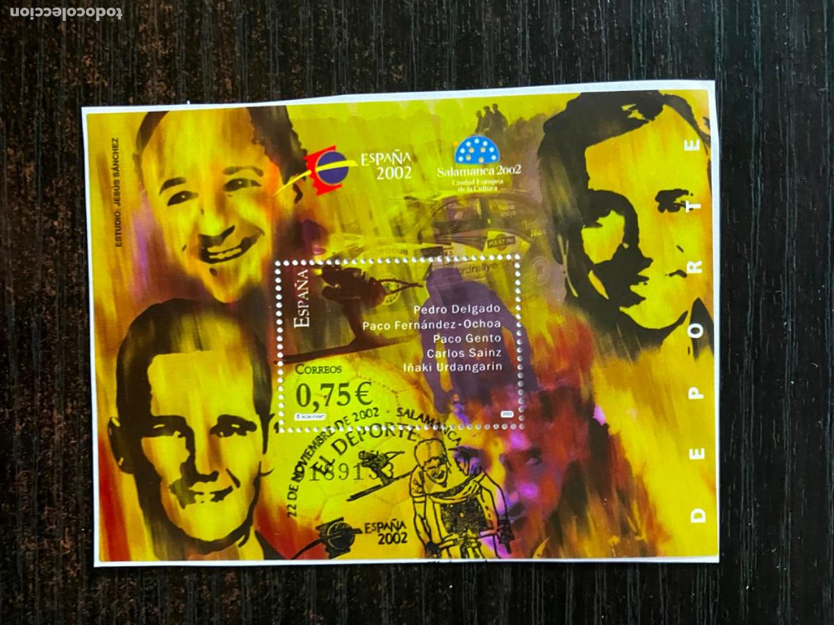 Sellos: Espa&ntilde;a 2002 Deporte - HB Hojita bloque 2002 - Usada matasellos primer d&iacute;a - Edifil 3948