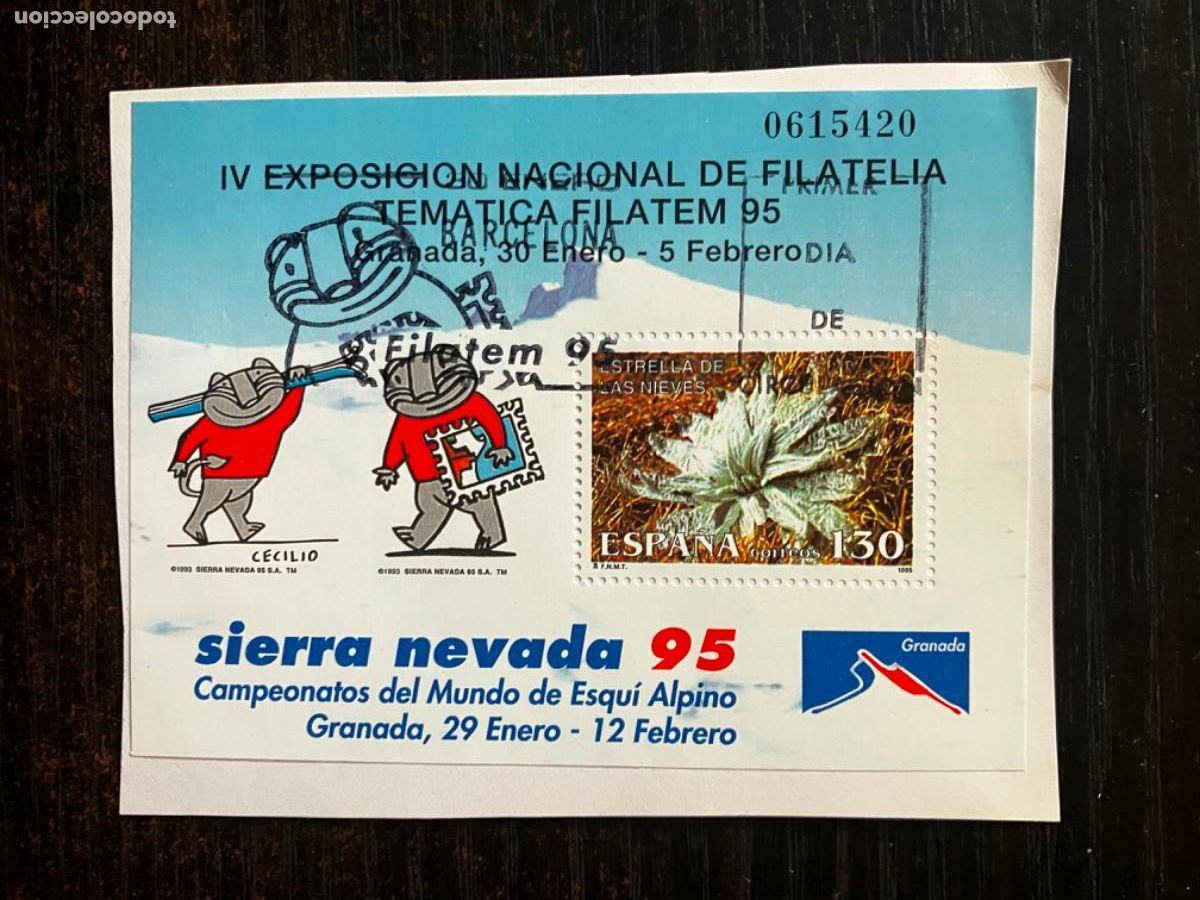 Sellos: Filatem 95 Granada - HB Hojita bloque 1995 - Usada matasellos primer d&iacute;a - Edifil 3340