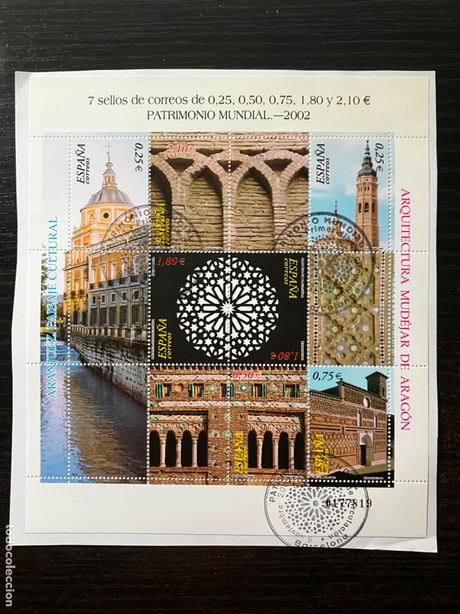 Sellos: Patrimonio Mundial - HB Hojita bloque 2002 - Usada matasellos - Edifil 3936 3941