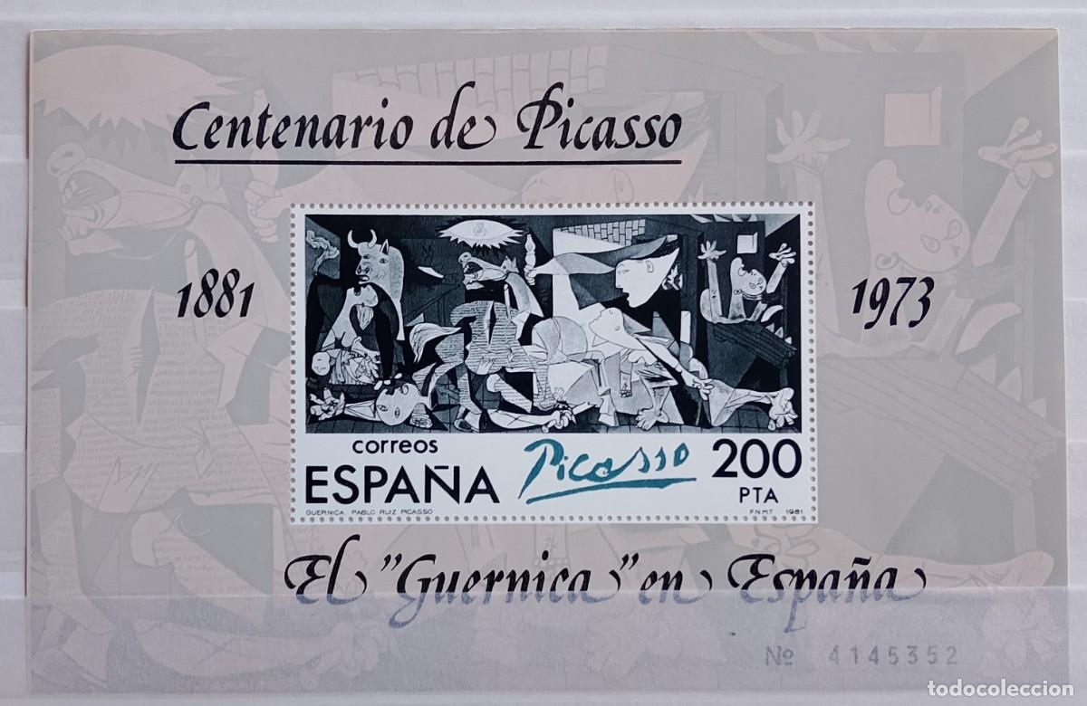Briefmarken: Sellos Hoja bloque. Edifil 2630. El Guernica en Espa&ntilde;a. Centenario de Pablo Ruiz Picasso. A&ntilde;o 1981.