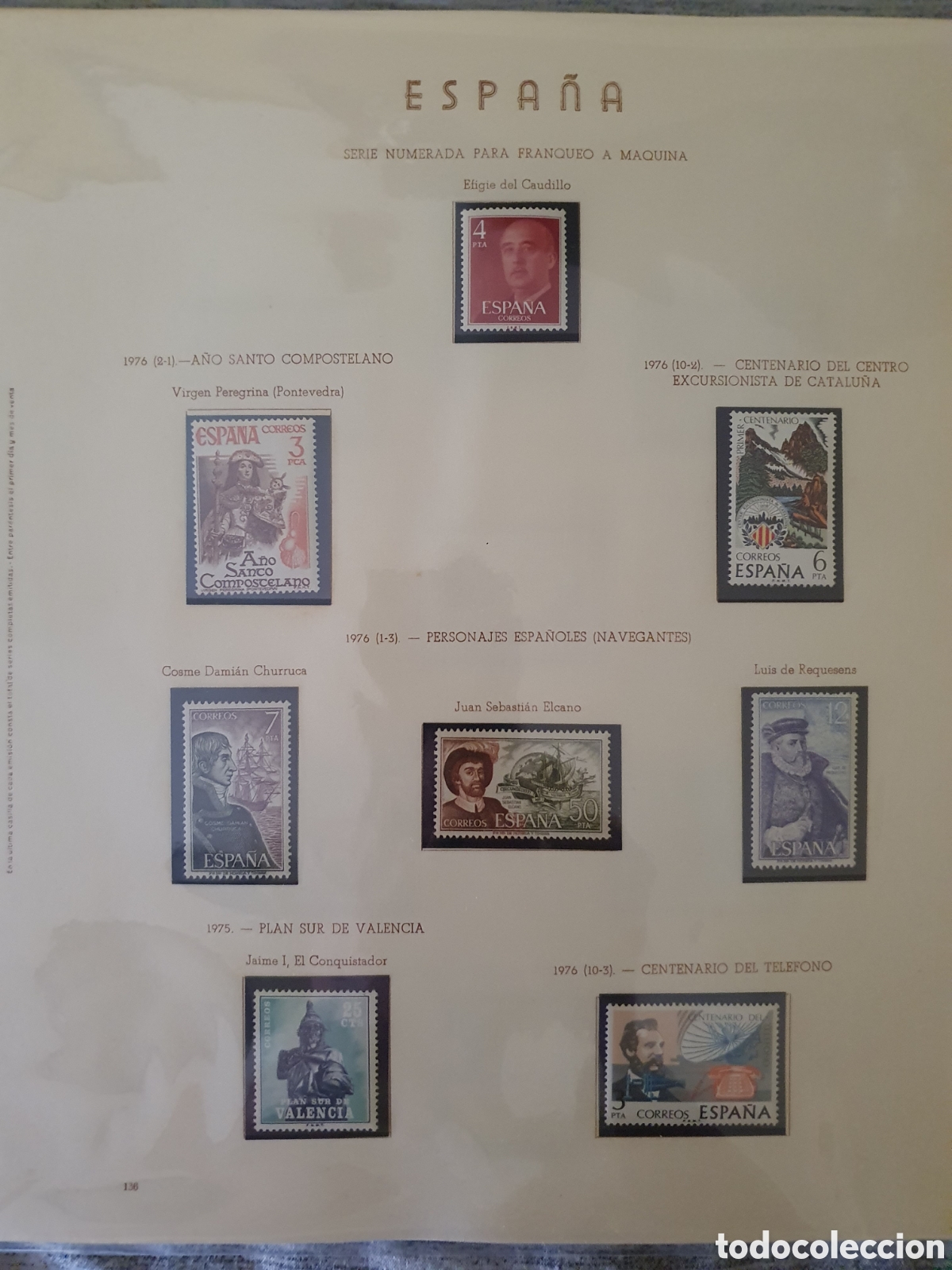 Briefmarken: A&ntilde;o 1976. Montado en hojas Olegario. Incompleto