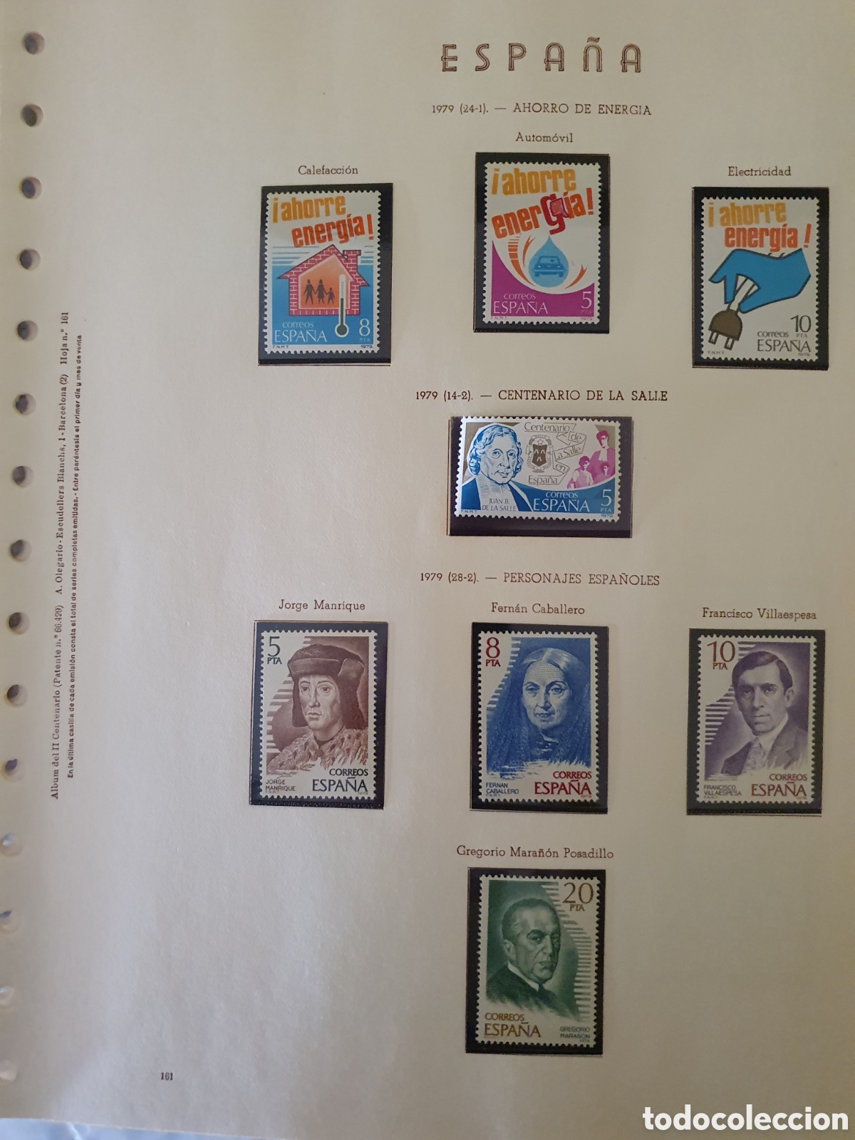Briefmarken: A&ntilde;o 1979. Montado en hojas Olegario de 15 anillas. Incompleto