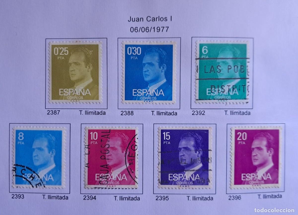 Sellos: lote de sellos de Espa&ntilde;a usados, serie b&aacute;sica rey Juan Carlos I, a&ntilde;o 1977.