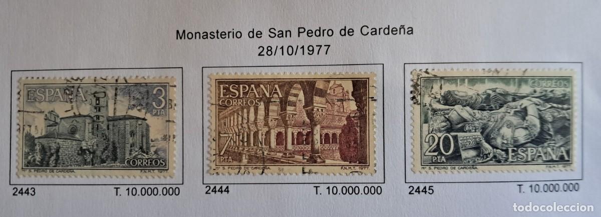 Sellos: serie completa de sellos de Espa&ntilde;a usados, monasterio de San Pedro de Carde&ntilde;a, edif2443-45, a&ntilde;o 1977