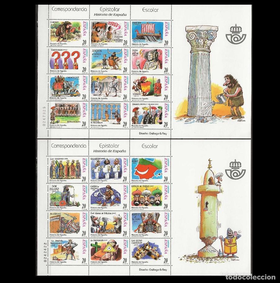 Sellos: Edifil 3732-3755 MP73 y MP74 Minipliegos Nuevos MNH Correspondencia Epistolar Escolar Espa&ntilde;a 2002