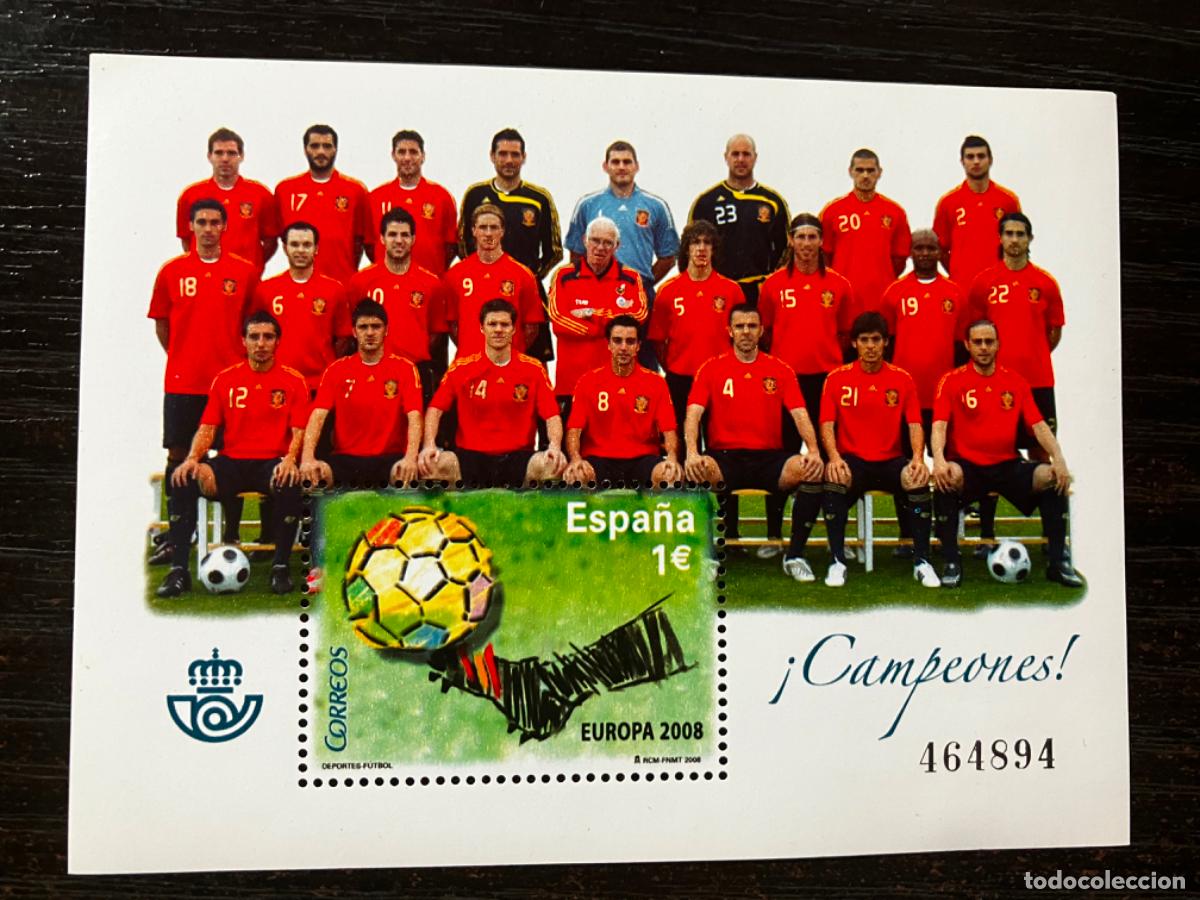 Sellos: HB 4429 - Nuevo - Selecci&oacute;n Espa&ntilde;ola F&uacute;tbol Campeona Europa 2008