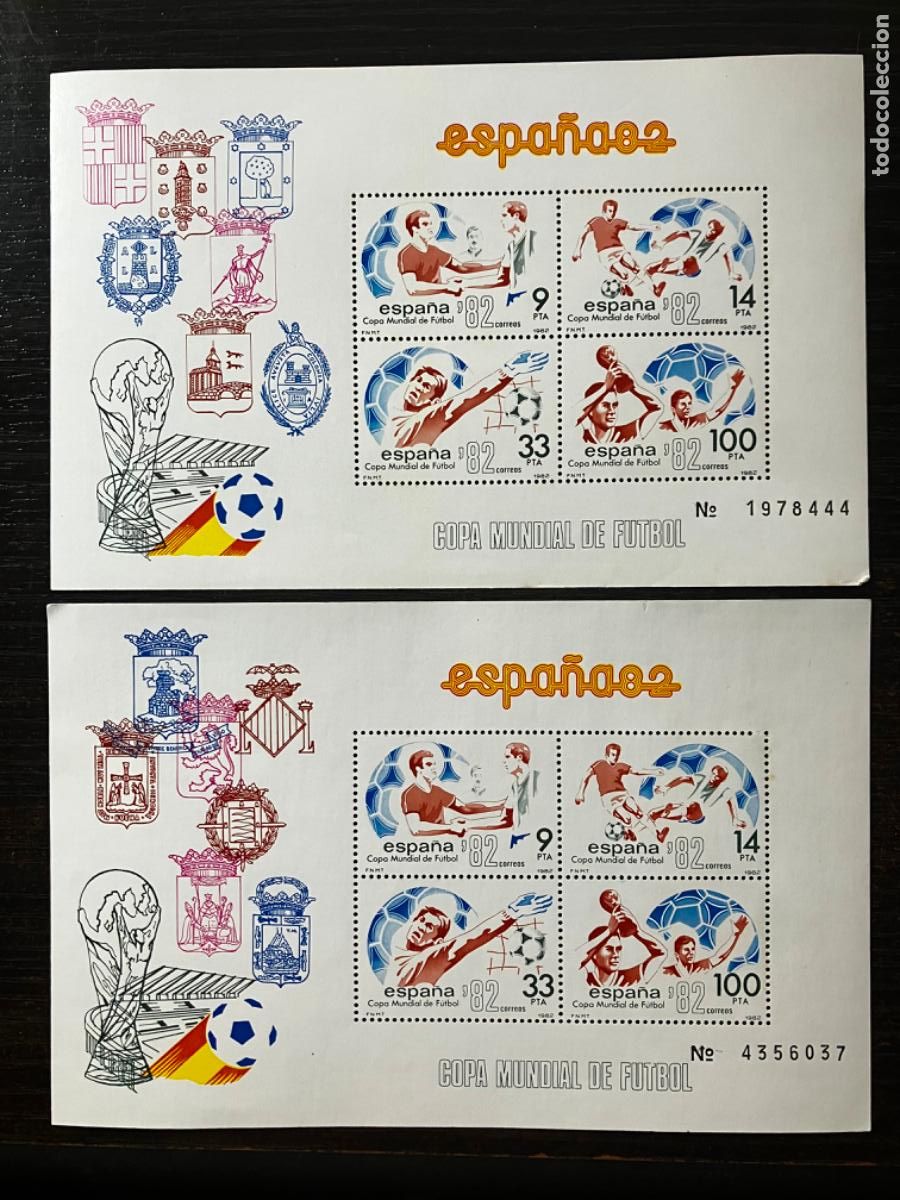 Sellos: Mundial de Futbol Espa&ntilde;a 82 - 2 HB Hojita bloque 1982 - Nueva - Edifil 2661 2665