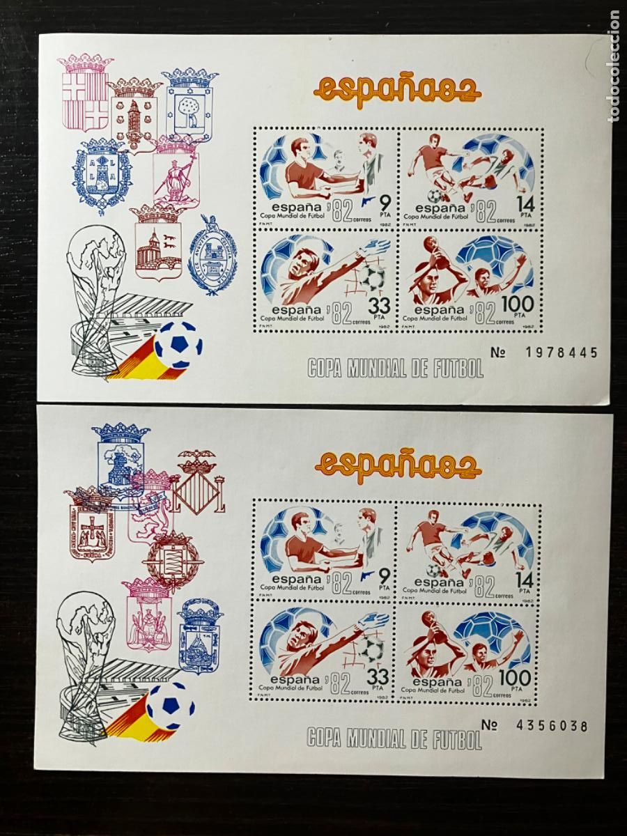 Sellos: Mundial de Futbol Espa&ntilde;a 82 - 2 HB Hojita bloque 1982 - Nueva - Edifil 2661 2665