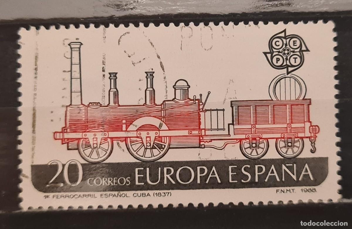 Stamps: Sello usado de Espa&ntilde;a 1988. Europa: transporte y comunicaci&oacute;n