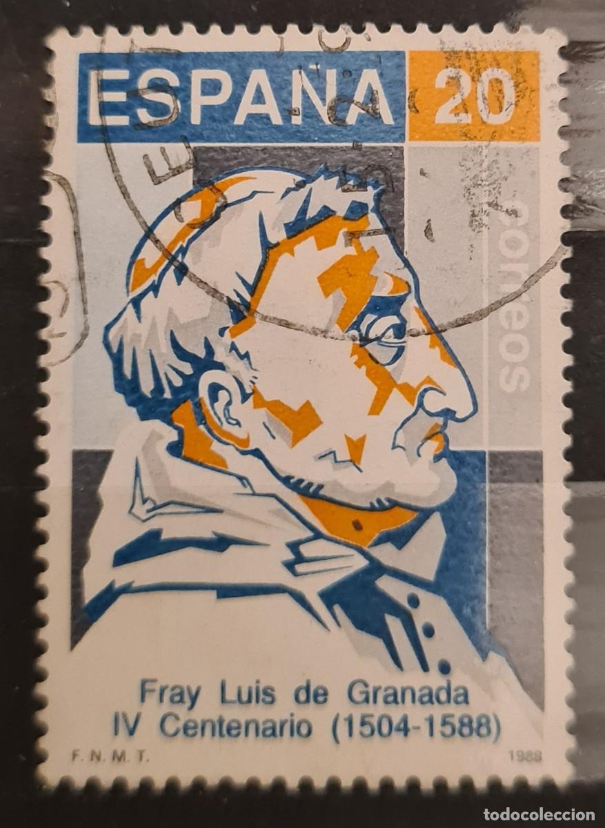 Francobolli: Sello usado de Espa&ntilde;a 1988: IV Centenario de la muerte del Padre Luis de Granada