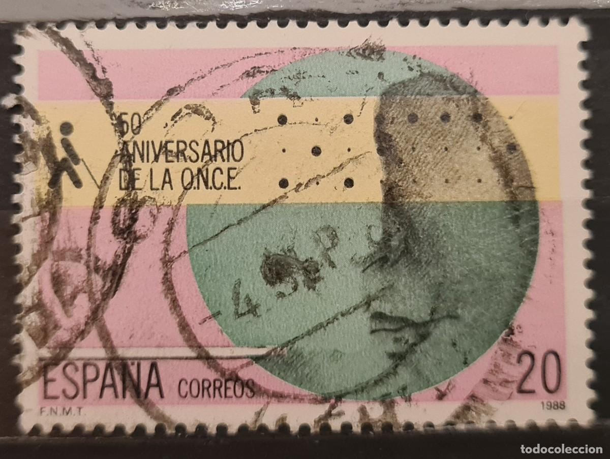 Francobolli: Sello usado de Espa&ntilde;a 1988: Cincuentenario de la ONCE
