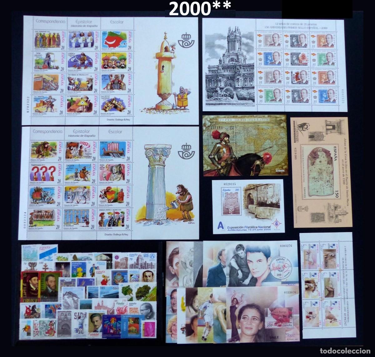 Sellos: A&Ntilde;O COMPLETO 2000 SELLOS ESPA&Ntilde;A NUEVOS SIN FIJASELLOS★★MNH