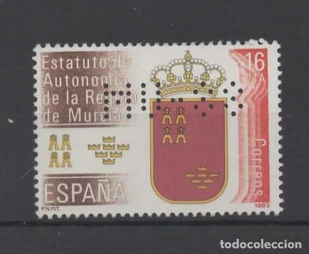 Sellos: ESTATUTO DE AUTONOMIA DE MURCIA CON PERFORADO PERFIN MU-88
