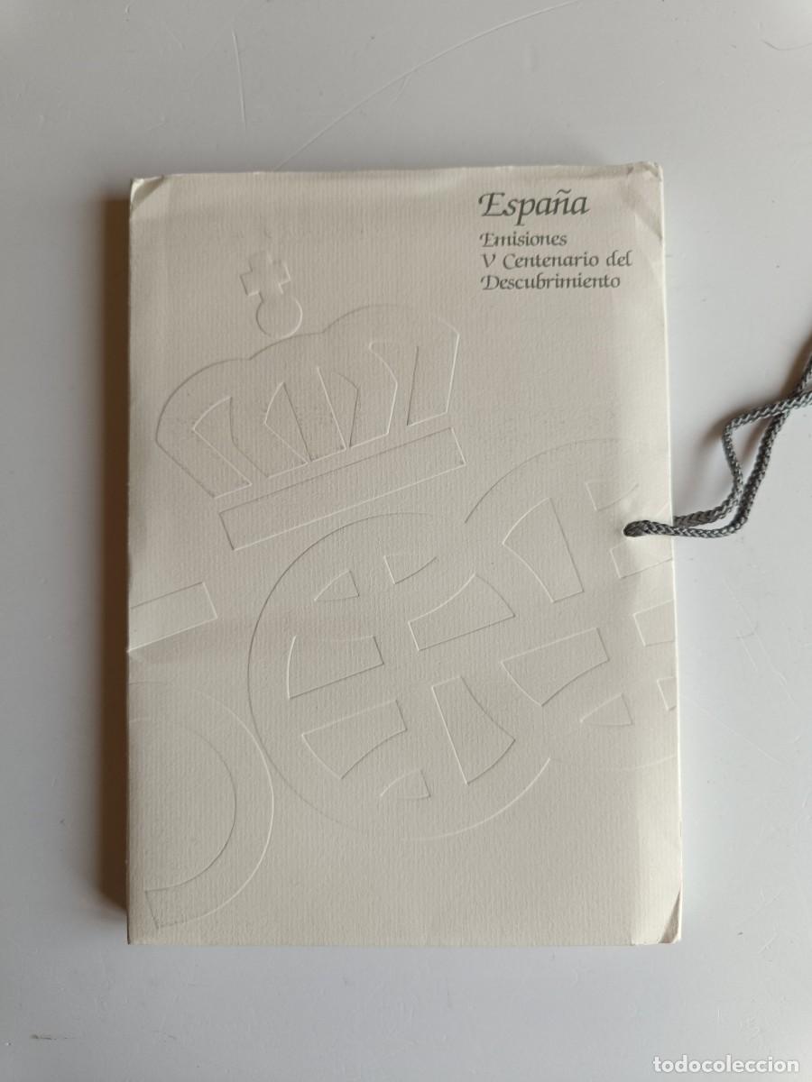 Sellos: SELLOS ESPA&Ntilde;A - CARPETA CON FICHAS - EMISIONES DE LUJO V CENTENARIO DEL DESCUBRIMIENTO 1986 - 1992