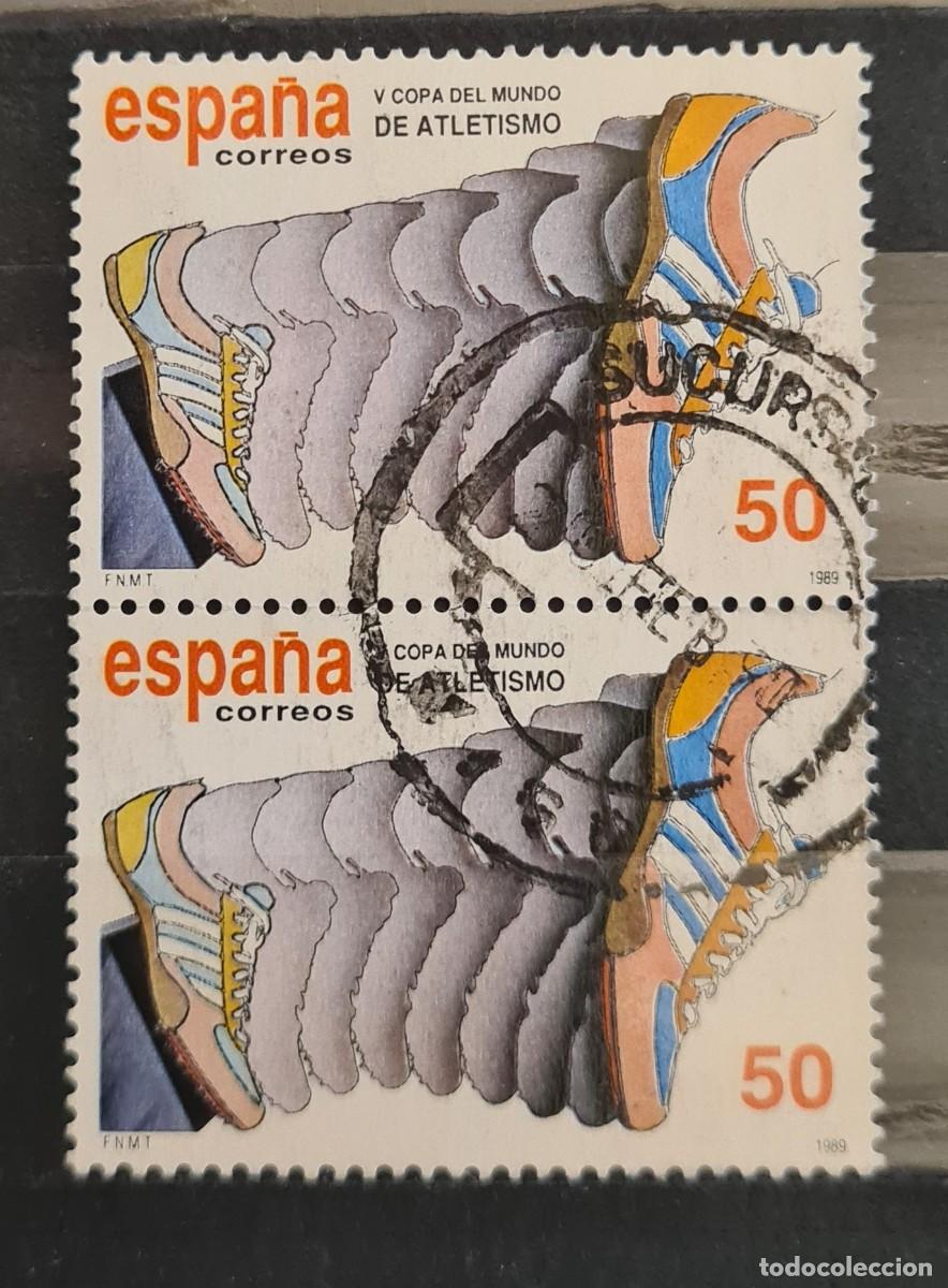 Francobolli: Sello usado de Espa&ntilde;a 1989: V Copa del Mundo de Atletismo